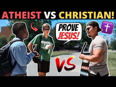 ATHEIST CHALLENGES STREET PREACHER! (Prove Jesus Is Real...)