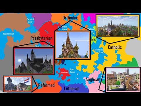Each denomination's nation on our Minecraft server